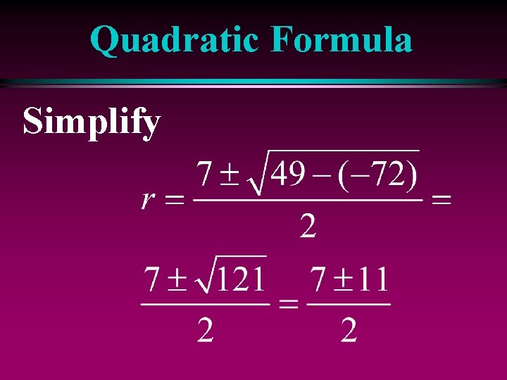 Quadratic Formula Simplify 