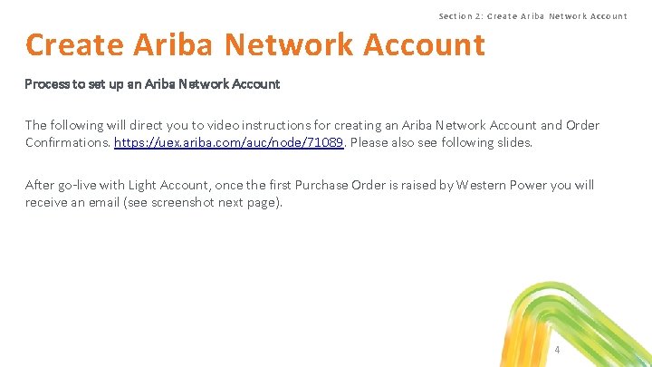 Se ctio n 2: C rea te Ar iba Network Ac count Create Ariba