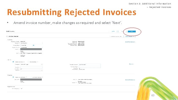 Se ction 5 : Additiona l Info rmation – Rej ec te d Invoic