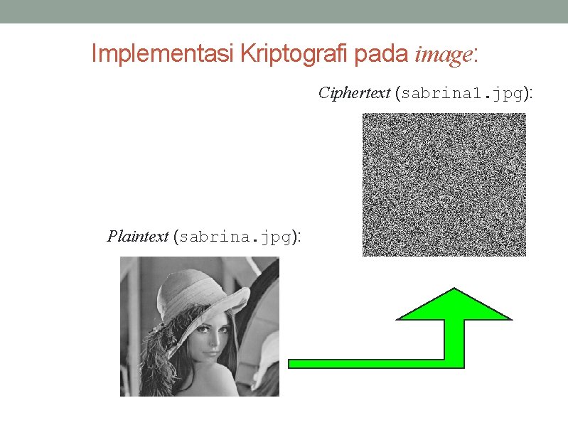 Implementasi Kriptografi pada image: Ciphertext (sabrina 1. jpg): Plaintext (sabrina. jpg): 