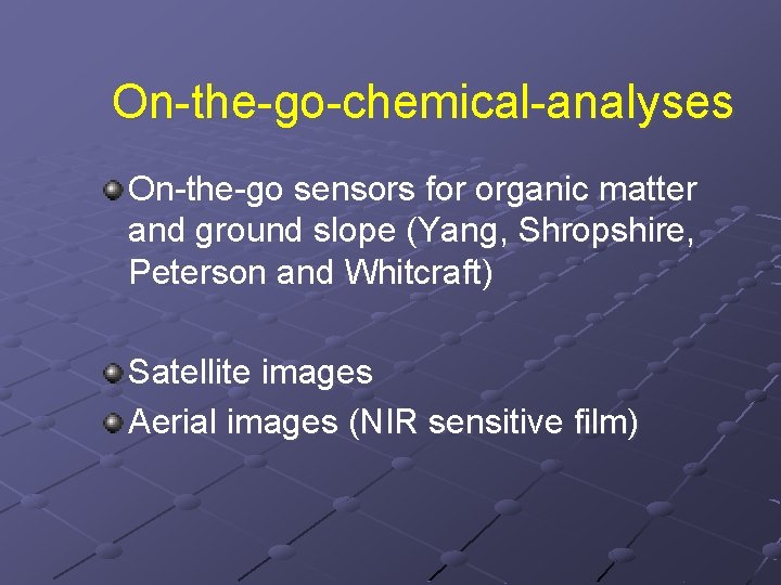 On-the-go-chemical-analyses On-the-go sensors for organic matter and ground slope (Yang, Shropshire, Peterson and Whitcraft)