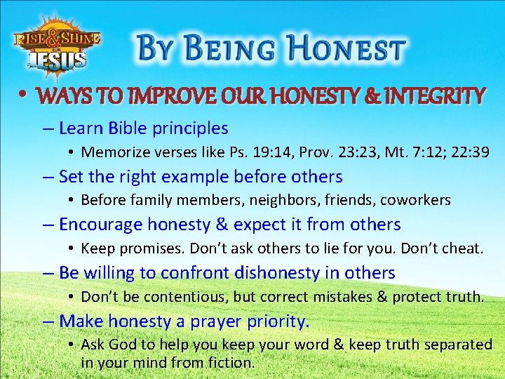  • WAYS TO IMPROVE OUR HONESTY & INTEGRITY – Learn Bible principles •