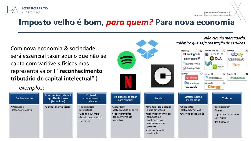 Imposto velho é bom, para quem? Para nova economia 