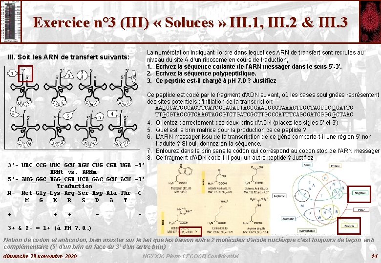 Exercice n° 3 (III) « Soluces » III. 1, III. 2 & III. 3