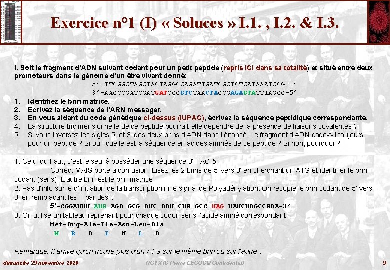 Exercice n° 1 (I) « Soluces » I. 1. , I. 2. & I.