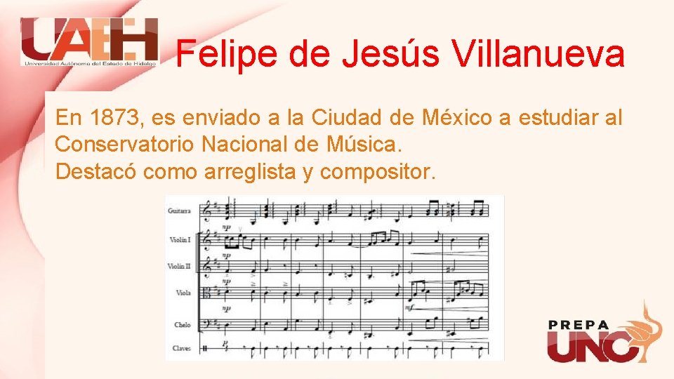 Felipe de Jesús Villanueva En 1873, es enviado a la Ciudad de México a