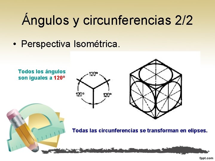 Ángulos y circunferencias 2/2 • Perspectiva Isométrica. Todos los ángulos son iguales a 120º