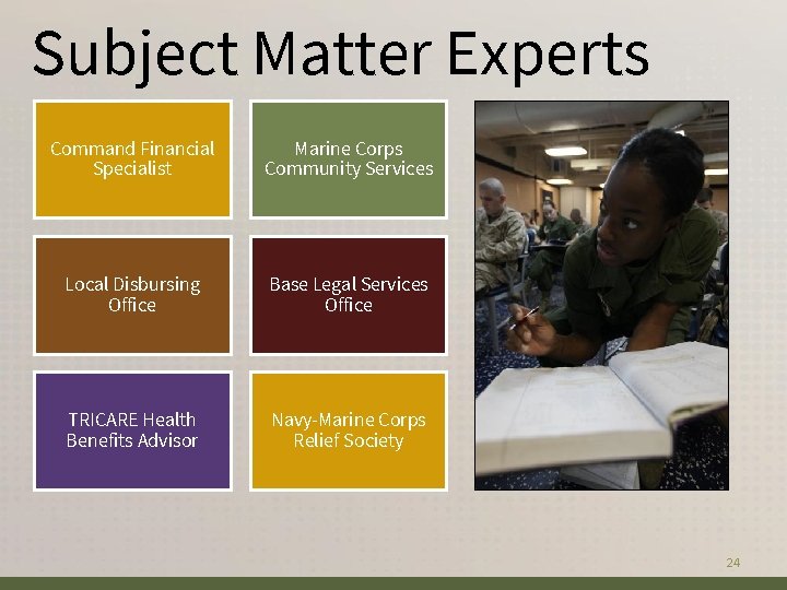 Subject Matter Experts Command Financial Specialist Marine Corps Community Services Local Disbursing Office Base