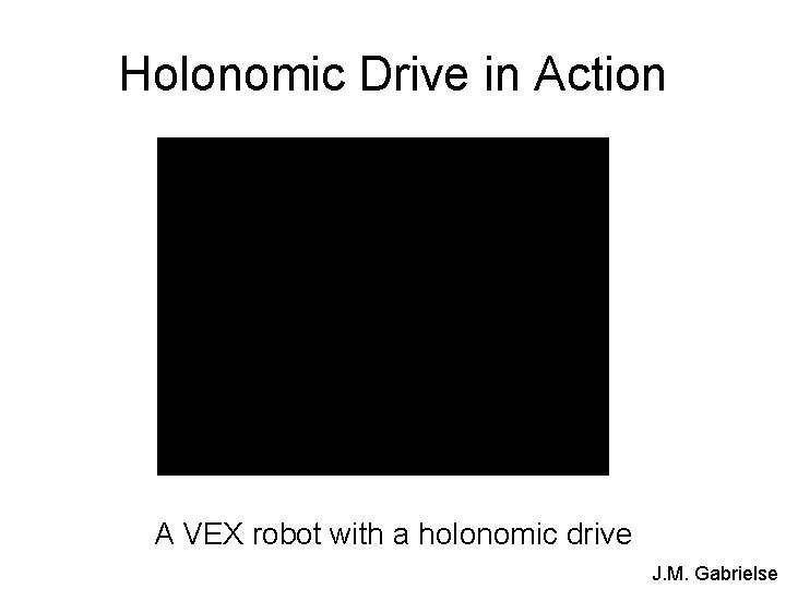 Holonomic Drive in Action A VEX robot with a holonomic drive J. M. Gabrielse