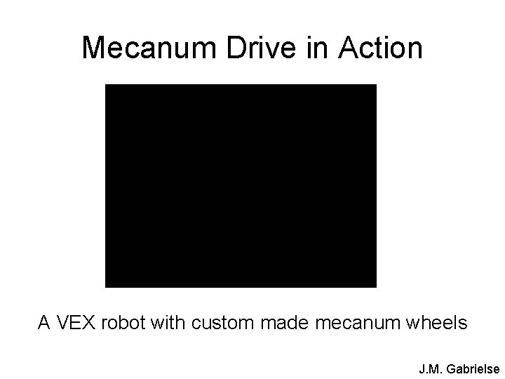 Mecanum Drive in Action A VEX robot with custom made mecanum wheels J. M.
