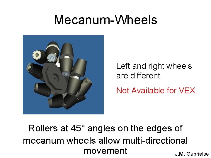 Mecanum-Wheels Left and right wheels are different. Not Available for VEX Rollers at 45°