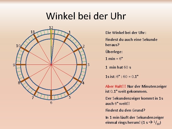 Winkel bei der Uhr 11 12 1 10 Die Winkel bei der Uhr: Findest