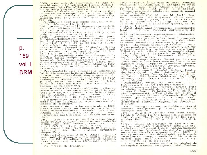 p. 169 vol. I BRM p. 169 vol. I BRM