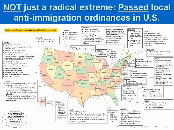 NOT just a radical extreme: Passed local anti-immigration ordinances in U. S. 