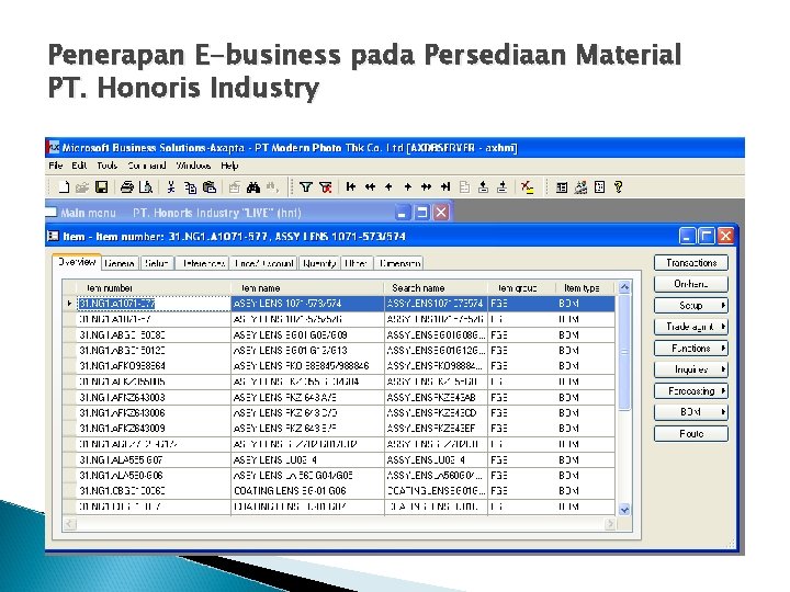 Penerapan E-business pada Persediaan Material PT. Honoris Industry 