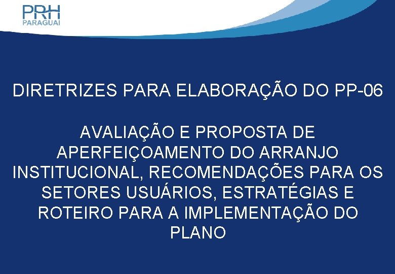 DIRETRIZES PARA ELABORAÇÃO DO PP-06 TÍTULO AVALIAÇÃO E PROPOSTA DE APERFEIÇOAMENTO DO ARRANJO EM