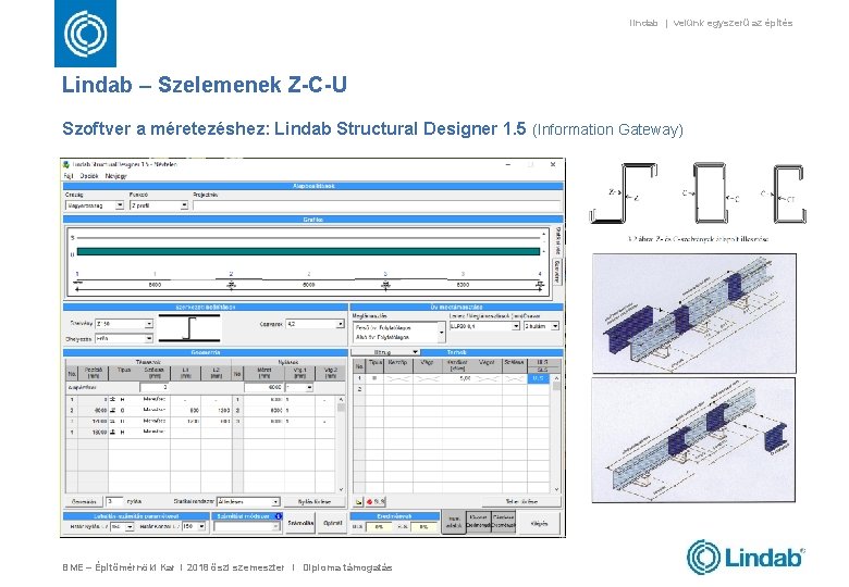 lindab | velünk egyszerű az építés Lindab – Szelemenek Z-C-U Szoftver a méretezéshez: Lindab