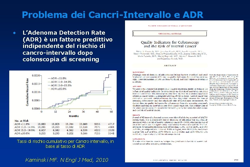 Problema dei Cancri-Intervallo e ADR • L’Adenoma Detection Rate (ADR) è un fattore predittivo