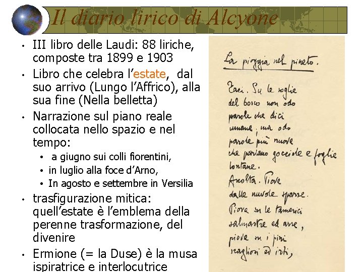 Il diario lirico di Alcyone • • • III libro delle Laudi: 88 liriche,