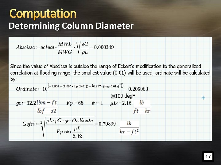 Computation Determining Column Diameter 17 