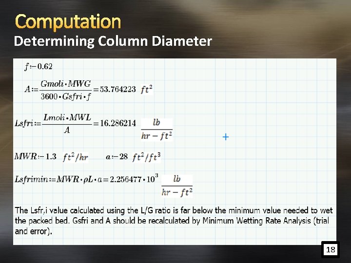 Computation Determining Column Diameter 18 