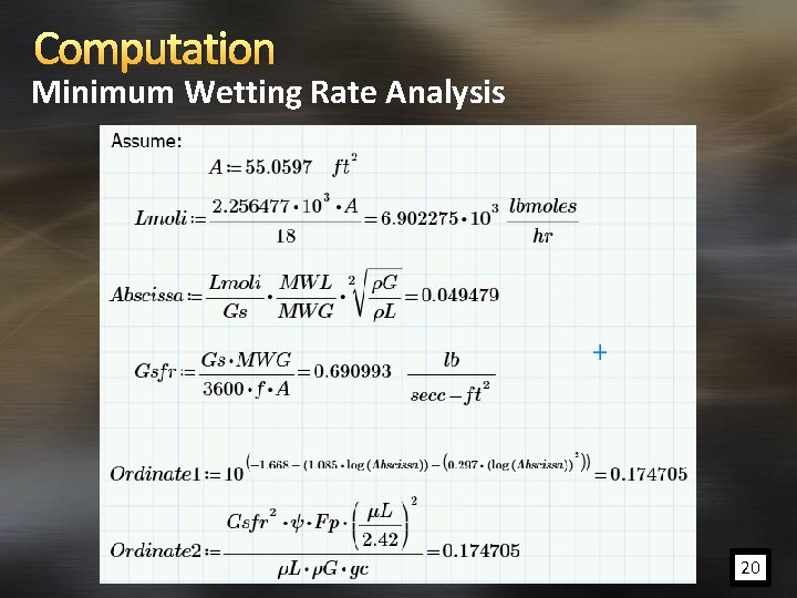 Computation Minimum Wetting Rate Analysis 20 