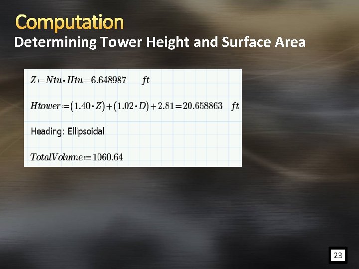 Computation Determining Tower Height and Surface Area 23 