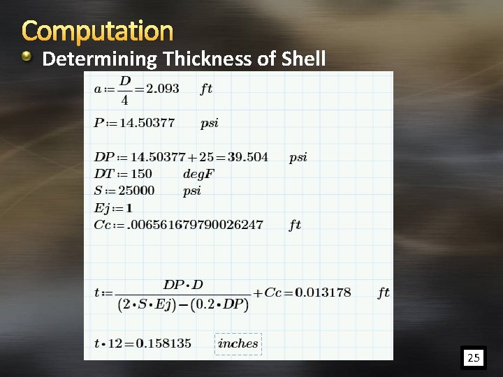 Computation Determining Thickness of Shell 25 