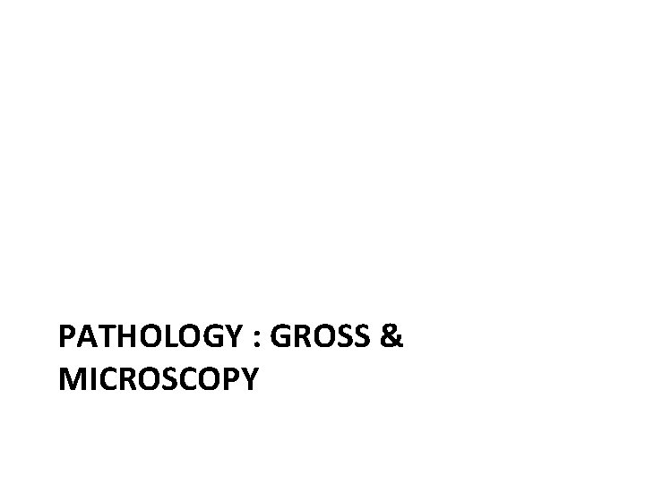 PATHOLOGY : GROSS & MICROSCOPY 