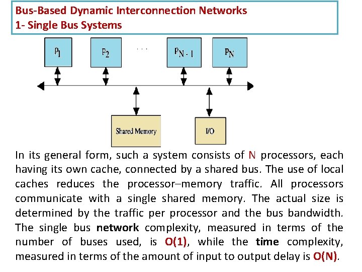 Bus-Based Dynamic Interconnection Networks 1 - Single Bus Systems In its general form, such