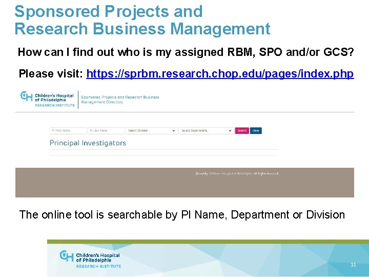 Sponsored Projects and Research Business Management How can I find out who is my