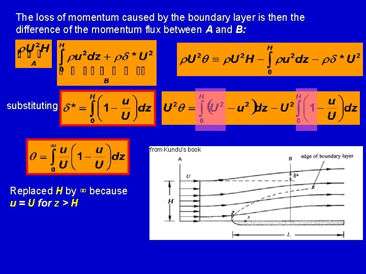 The loss of momentum caused by the boundary layer is then the difference of