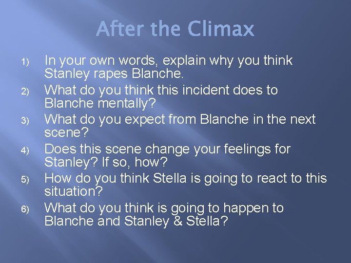 1) 2) 3) 4) 5) 6) In your own words, explain why you think