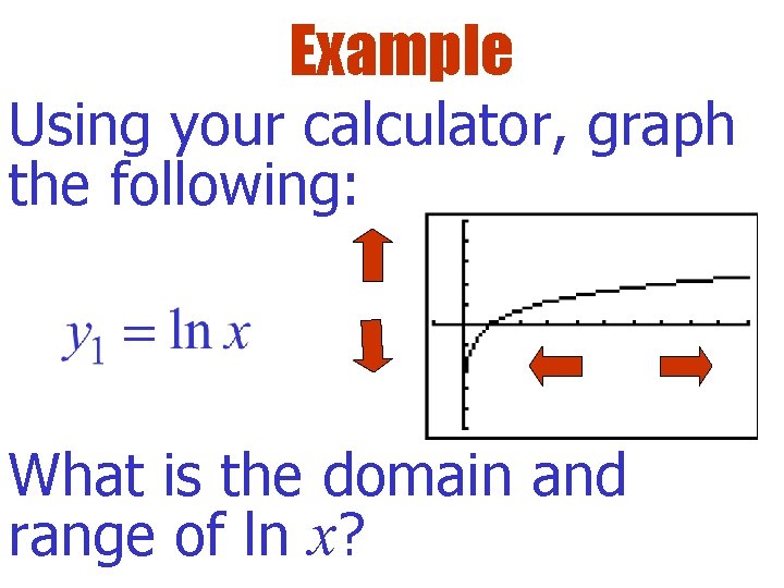 Example Using your calculator, graph the following: What is the domain and range of