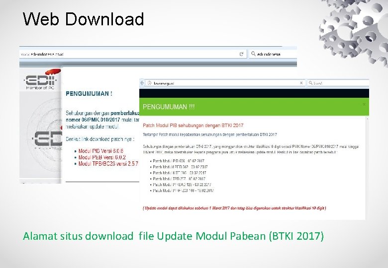 Web Download Alamat situs download file Update Modul Pabean (BTKI 2017) 