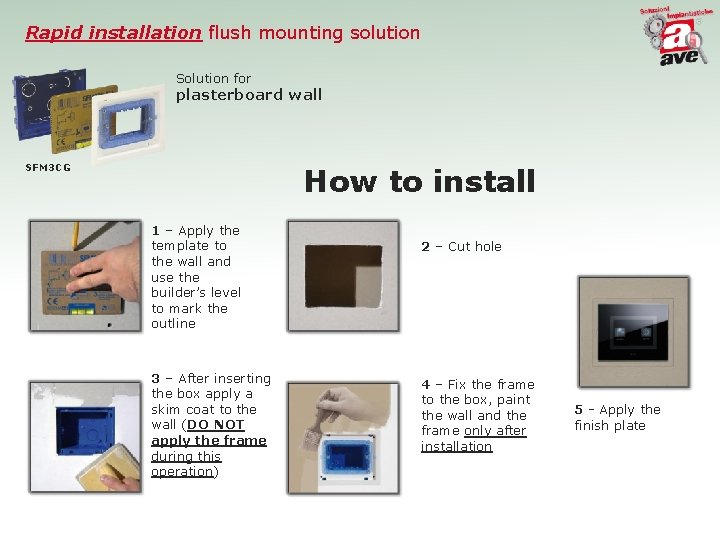 Rapid installation flush mounting solution Solution for plasterboard wall SFM 3 CG How to