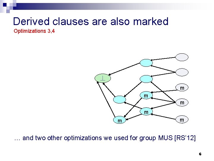 Derived clauses are also marked Optimizations 3, 4 ? m m m … and