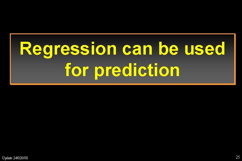 Regression can be used for prediction Update: 24/020/08 25 