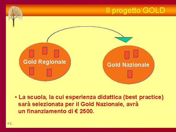 Il progetto GOLD Gold Regionale Gold Nazionale • La scuola, la cui esperienza didattica