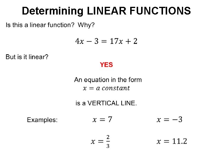 Determining LINEAR FUNCTIONS 