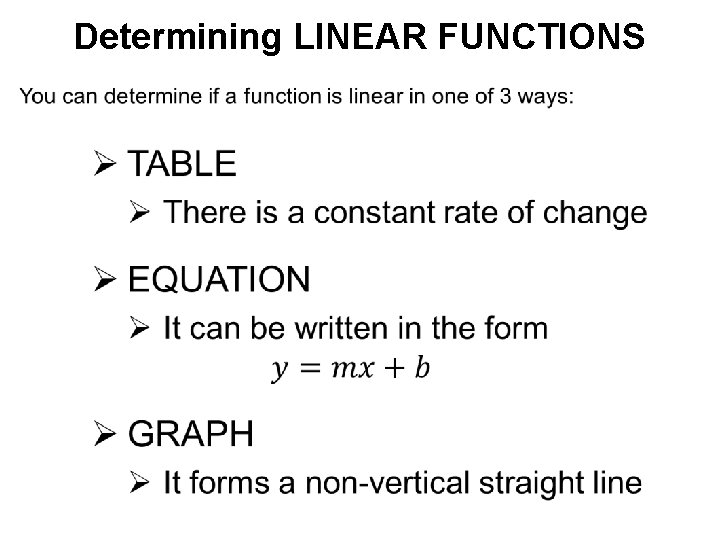 Determining LINEAR FUNCTIONS 