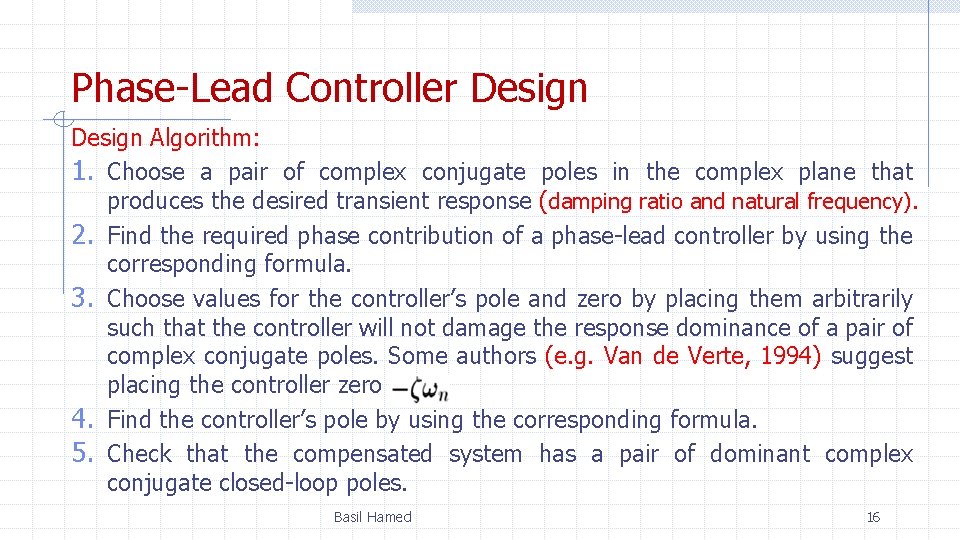 Control Systems Lect 5 LeadLag Control Basil Hamed