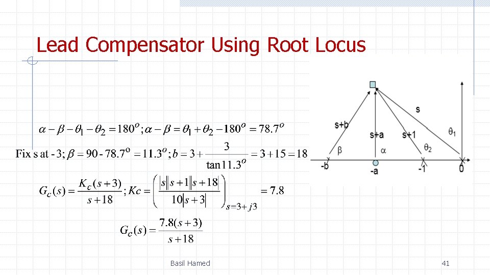 Lead Compensator Using Root Locus Basil Hamed 41 
