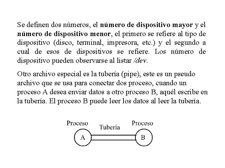 Se definen dos números, el número de dispositivo mayor y el número de dispositivo