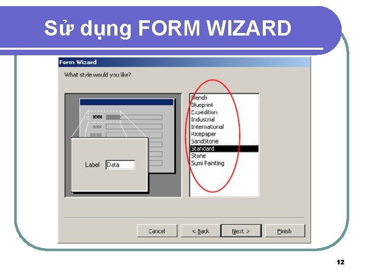 Sử dụng FORM WIZARD 12 
