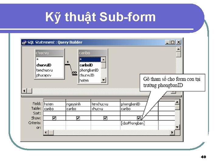 Kỹ thuật Sub-form 40 