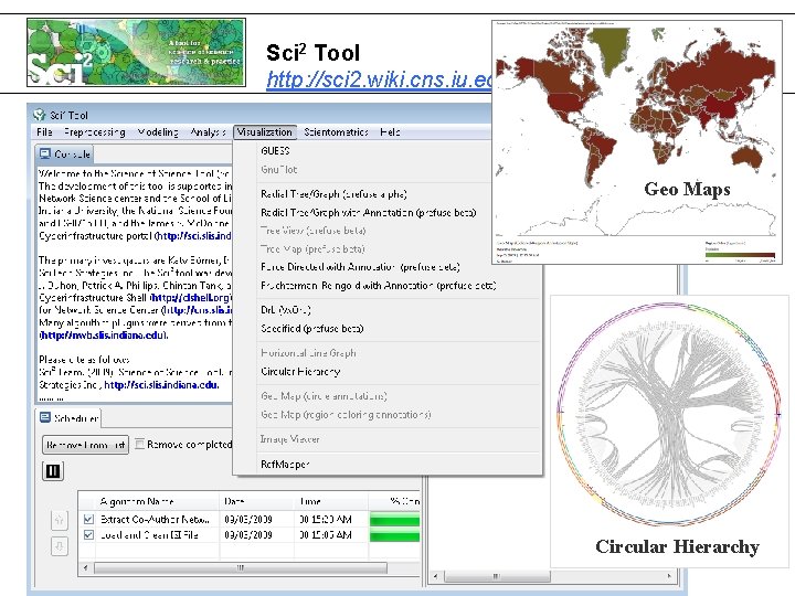 Sci 2 Tool http: //sci 2. wiki. cns. iu. edu Geo Maps Circular Hierarchy