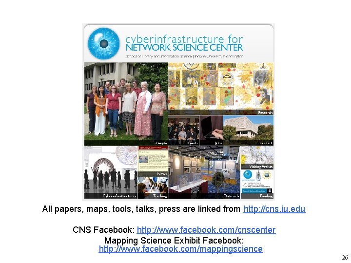 All papers, maps, tools, talks, press are linked from http: //cns. iu. edu CNS