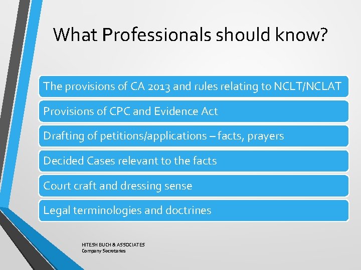 What Professionals should know? The provisions of CA 2013 and rules relating to NCLT/NCLAT