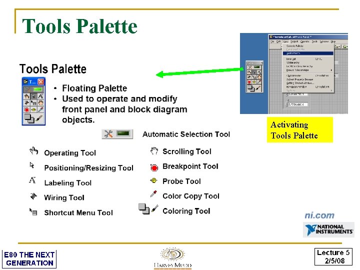 Tools Palette Activating Tools Palette 